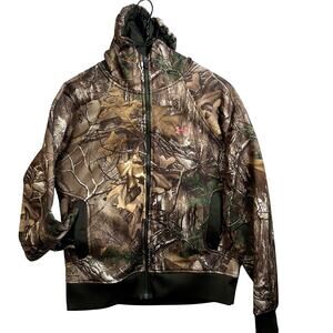 Under Armour Camo Hoodie Womens SZ M ColdGear Fleece Lined Zip Semi Fitted Hunt